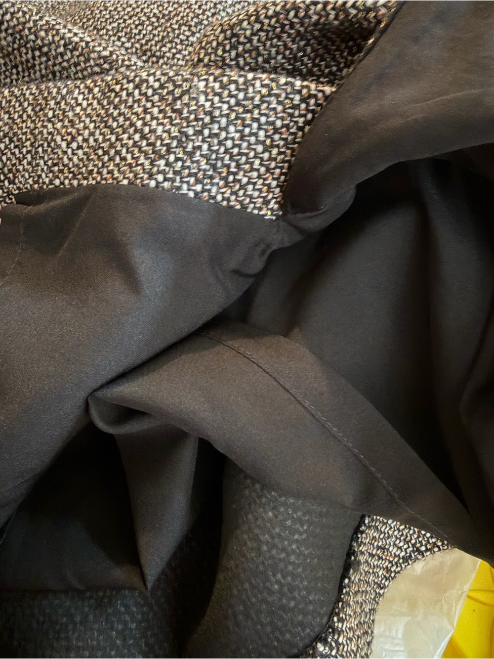 White House Black Market 0P Tweed Pencil Skirt Black Camel Petite - Picture 8 of 9
